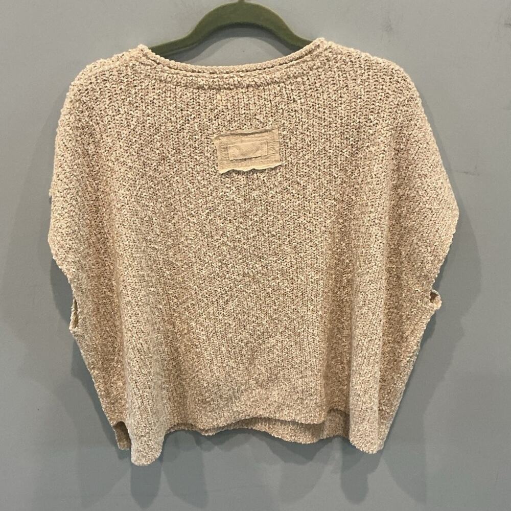 Zenana Short Sleeve Oversized Sweater L XL Cream Beige Boho Beach Casual Vacay - Picture 5 of 7